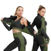 Yoga kläder 2/3 stycken Yoga Set Bar Hög midja tätt byxor Gym Träningskläder Lämpliga sportkläder för Women Zipper Jacket Leggings Suit 230820