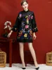 Jackets femininos estilo chineses tops de luxo de luto primavera e outono bordado de bordado floral plus size lose elegante m-3xl