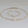 Link Bracelets Natural Freshwater White Pearl Necklace Bracelet Jewelry Set Exquisite For Women's Birthday Party Valentine's Day Gift