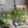 Dekorativa blommor DIY Party Supplies Home Decoration Silk Leaves Vine Wreath Wall Hanging Garland Artificial Sunflower Rattan