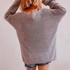 Женские свитеры Женщины осени о зимнее свитер вязаный высокая эластичность свободная пуловер с длинным рукавом, верхняя длина полая длина тонкая тонкая