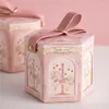 Wrap regalo 1pc sacca esagonale Candy Box Himporatura in pelle portatile in pelle Blue Rosa.