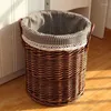 Paniers de rangement tissés en saule grand panier à vêtements avec couvercle vêtements sales jouet blanchisserie