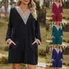 Abiti casual Donne Finifica in pizzo V collo fuori dalla spalla Pullover a maniche lunghe Abito da spiaggia estate Gravidanza per