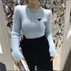 Diseñador Suéteres para mujer Jerseys Suéter de punto Mujeres Casual Slim Sólido Cuello alto Abrigo Jersey Mujer Suave Cálido Jumper Tops Manga larga Punto S-L