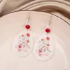 Pendientes colgantes moda estilo puro fresco estampado de flores gota acrílica para mujeres productos de tendencia estética niñas regalo de fiesta de joyería