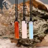 Pendant Necklaces Yammy Crystal Natural Stone Tablet Necklace Spirit Chakra Agates Opal Rose Quartz Women'S Jewelry