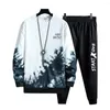 Tracksuits voor heren mannen tracksuit set jogging pak tie-dye los fit sweatshirt broek met elastische taille gradiënt kleurbrief afdrukken