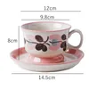 Кружки винтажный дизайн керамический цветочный чашка с блюдкой кофейная кружка с плоской тарелкой британская послеобеденная чайная набор для посудомоечной машины Safe 200 мл 230818