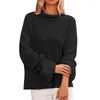 Women's Sweaters Fashion Turtleneck Pullover Sweater Flared Sleeve Long