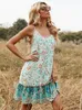 Ukrywanie fitshinling bohemian floral sukienka plażowa pareo letnia sundress bez rękawów.