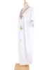 Bademode Strandkleider Kaftan Blumenstickerei Elegant Weiß Maxi Robe Tunika Kurzarm Badeanzug Cover Ups Strandmode