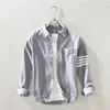 Net Red Four Bar Men's Shirts Spring and Autumn Long Sleeve Japanese Fashion Light Luxury High Grade Slim Ins