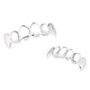 Hip Hop Dental Teeth Grillz Vampires Fangs hollowed out Gold Silver Grills Teeth Set Men Women Fashion Jewelry High Quality 6 Six Top Bottom Tooth Grills 1744