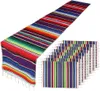 Tafelloper 9 Pack Mexicaanse streeptafel Runner Placemats Cotton Dining Table Decoratie voor Cinco de Mayo Mexican Fiesta Party Wedding 230818