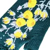 Five Fingers Gloves Quality Handmade Knitted Women s Winter Autumn Flowers Fingerless Black Mittens Warm Woolen Embroidery 230818