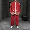 Men's Tracksuits M-5XL Plus Size Men Frog Button Traditional Chinese Clothing For Spring Autumn Streetwear Cloud Embroried Jacket Pants Sets