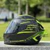 Motorcycle Helmets DOT Approved Helmet Full Face Safe Cascos Women And Men Racing Motocross Green Luminous Carbon Fiber