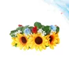 Bandanas żółte słonecznika Wewnień Wewnętrzna nakrycie ślubne Symuluje Lifee Kelal Floral Headband Beach Garland Pography Props na wakacje