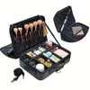 Valise de train de maquillage de voyage Organisateur de sac cosmétique professionnel En cuir PU Stockage d'artiste portable Compartiments de maquillage Boîte à outils avec séparateurs réglables