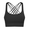 2023New Yoga outfit with Logo Soft Wide Hem Sports Bras for Women Crisscross Back Padded Sport Brassiere Medium Support Running Bra Top Original