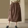 Jupes NINI WONDERLAND été lin jupe décontractée 2023 femmes taille élastique avec ceinture comestible arbre a-ligne dame lâche