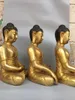 Decorative Figurines 18"Tibet Temple Collection Old Bronze Cinnabar Gilded Sambo Buddha Phra Sompo A Set Sitting Worship Hall Town House