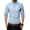 Men's Casual Shirts 2023 Blue Checked Shirt Men Single Breasted Lapel White Grey Red Camisa Business Chemise Plus Size S-5XL