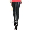 Frauen Leggings Herbst Winter Schwarz glänzend pu Leder dünne Frauen hohe Taille Sexy Plus -Size -Hosen Hosen Hosen