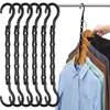 Hangers 10Pcs Space Saving Magic Black Sturdy Plastic Holder Heavy Clothes Organizer For Dorms Apartments Small Closet