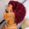 250% court bouclés Bob dentelle avant perruques de cheveux humains Transparent Pixie Cut préplumé délié en gros pour les femmes noires