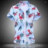 Camicie casual da uomo camicia hawaiana per uomo palma stampata 3xl spiaggia a manica corta bottone cubano camisas de hombre