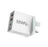 55W GaN 4 Ports USB+Type-C Travel Adapter Höghastighet Mobiltelefon USB C Wall Charger US EU UK AU Plug