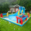 Maison de jeu gonflable pour enfants en plein air multi-fonctions toboggan aquatique jeux de saut volley-ball et terrain de football terrain de sport but de football aire de jeux jouets de fête amusants