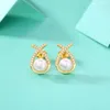 Boucles d'oreilles à tige Dainty perle d'eau douce naturelle 925 en argent Sterling pour les femmes Piercing Vintage bijoux cadeau d'anniversaire