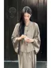 Etniska kläder 2023 kinesiska förbättrade bomullslinnor vintage klänning set sommarknapp lös topp retro mid längd halv kjol qipao två bit