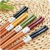 Baguettes 5 paires ensemble vaisselle en bambou antidérapant japonais bois naturel Sushi multicolore ménage longue