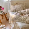 Bedding Sets French Retro Princess Wind Lace Pleated Bed Four-piece Skirt Sheets Quilt Cover Cotton.