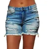 Frauen Jeans 2023 Mode durchbohrte Quasten High Elastic Denim Shorts Super Street Ripped High Taisted Hosen