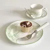 Muggar French Lily of the Valley Ceramic Plate Pastoral Style Style Afternoon Tea Coffee Cups Aucer Set Breakfast Snack Table Seary 230818