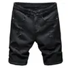 Shorts da uomo Summer Wite Black Men strappato Ole Denim Sorti Slim Casual Knee prestato Strait Jeans Bermuda per