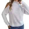 Maglioni femminili da donna a maglia alta scollatura con spalle nude manica a manica lunga manica casual sciolte da donna maglione estate