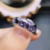Cluster Rings FS S925 Sterling Silver Inlay 3 4 Natural Tanzanite Ring with Certificate Fine Fashion Charm Weddings smycken för kvinnor