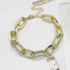 Link braccialetti 1 PC Ins Style Chain Multicolor Clear Rhinestone Connector Chains Bracciale Fashion Women Jewelry 17 cm Long