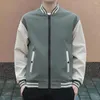 Herrenjacken Farbe passende Männer Coat Baseball Jacke gestreiftes Standkragen Strickjacken für lässige Streetwear Frühling Herbstsäuren