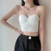 Camisetas sin mangas para mujer, chaleco sin rastro francés, Tops cortos sexis para mujer, sujetador integrado con tirantes finos, Bralette sin aros para mujer, corsé, Top, camisola, lencería