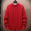 Herrtröjor Autumn Winter Male Turtleneck Pullovers Sticked Casual Sweat-Shirt Harajuku Fashion Vintage Slim Fit Clothes