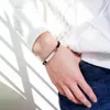 Bedelarmbanden paar zwarte touw vlecht armbanden voor vrouwen mannen roestvrij staal zirconia minnaar sieraden verstelbaar