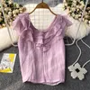 Blusas femininas para mulheres moda 2023 babados sem mangas blusas femininas chiffon ruched coreano blusa mujer gota casual