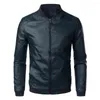 Men's Jackets Faux Leather Stand Collar Jacket Stylish Windproof Baseball With Zipper Placket Side For Spring